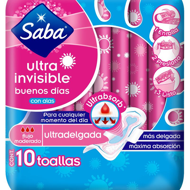 SABA TOALLA FEMENINA ULTRA INVI 10 PZAS