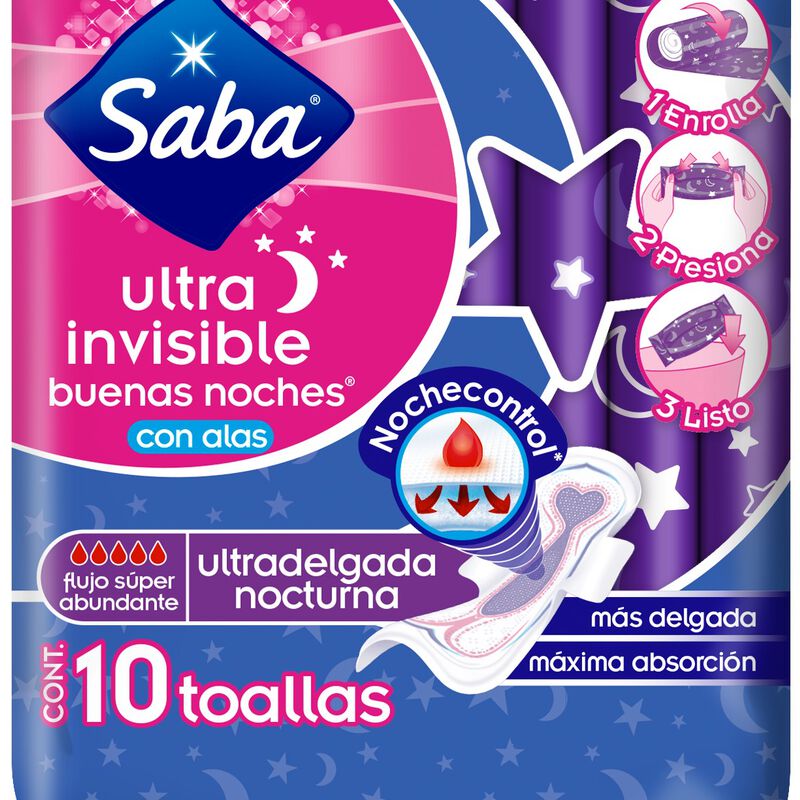 SABA TOALLA ULTRA DELGADA  10 PZAS