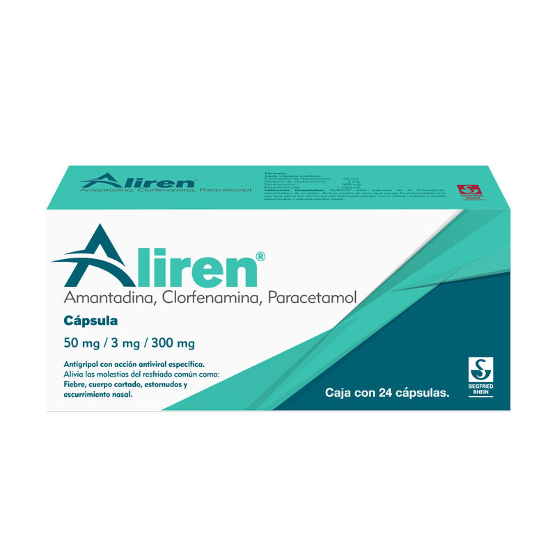 Aliren 50 mg - Caja con 24 cápsulas (Amantadina, Paracetamol y Clorfenamina)